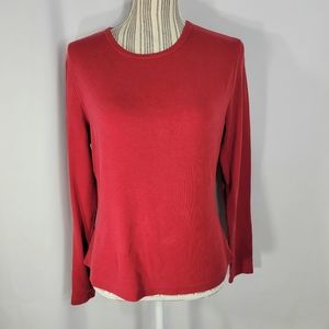 Mandee Red Long Sleeve Cotton Blend Top Size Large